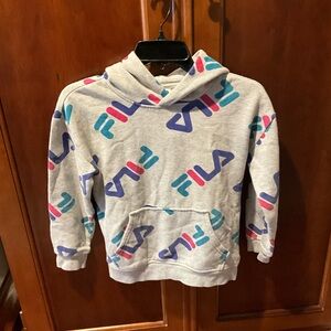 Fila Kids' Gray Hoodie with Colorful Logo Size 7/8 Small